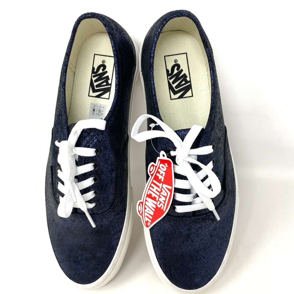💖MEGA SALE💖Vans Authentic  Womens    Skate Blue Cracked Leather VN0A5HZS9FK - Picture 8 of 11